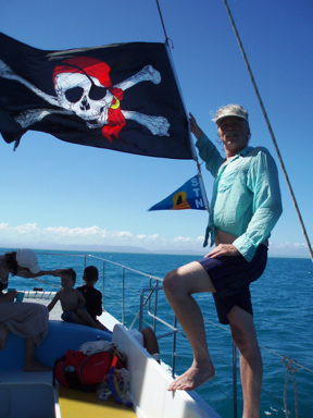 Author had nothing to do with the Jolly Roger on this yacht! Photo STN