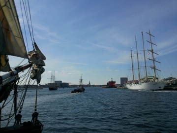 entering Copenhagen, with a Star Clipper on starboard